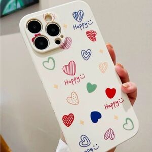 Happy Hearts Pattern Phone Case - White